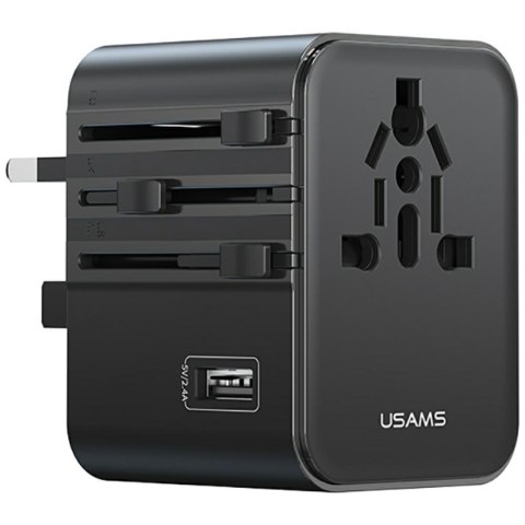 Ładowarka sieciowa USAMS Travel Adapter CC308 USB-C + USB-A 17W 4w1 US/AU/EU/UK czarny