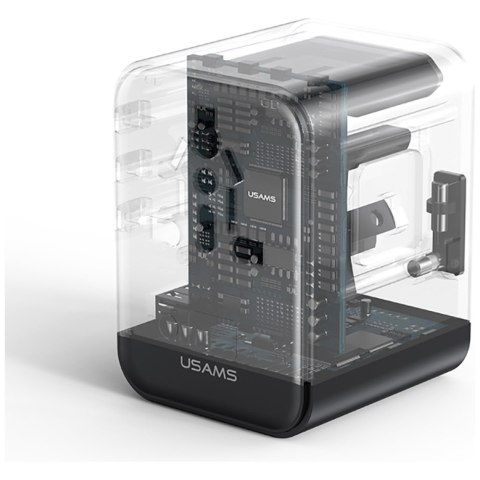 Ładowarka sieciowa USAMS Travel Adapter CC308 USB-C + USB-A 17W 4w1 US/AU/EU/UK czarny