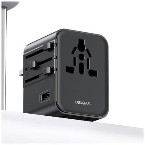 Ładowarka sieciowa USAMS Travel Adapter CC308 USB-C + USB-A 17W 4w1 US/AU/EU/UK czarny