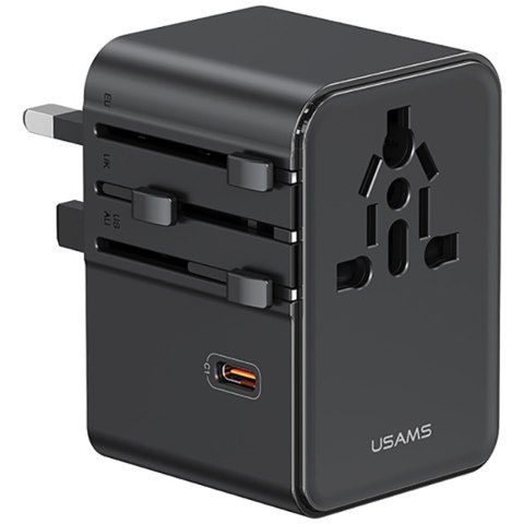 Ładowarka sieciowa USAMS Travel Adapter CC310 3xUSB-C 70W 4w1 US/AU/EU/UK czarny