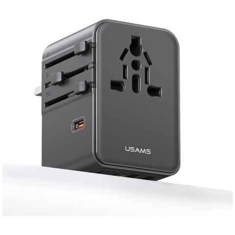 Ładowarka sieciowa USAMS Travel Adapter CC310 3xUSB-C 70W 4w1 US/AU/EU/UK czarny
