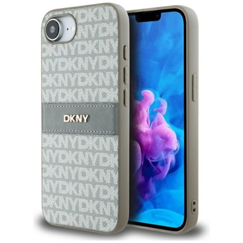 Etui DKNY Repeat Texture Pattern with Tonal Stripe do iPhone 16e beżowy