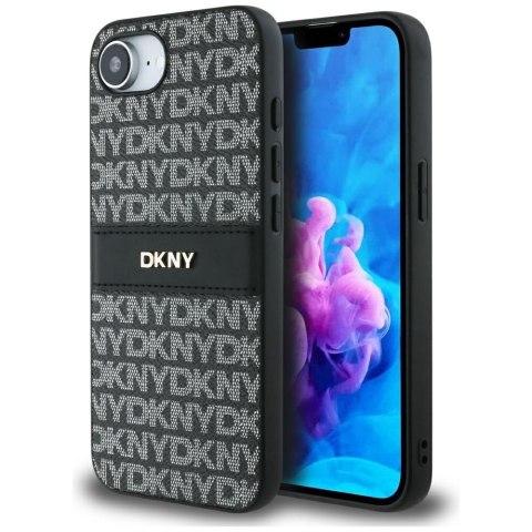 Etui DKNY Repeat Texture Pattern with Tonal Stripe do iPhone 16e czarny