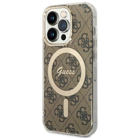 Guess GUHMP15LH4STW iPhone 15 Pro6.1" brązowy/brown hardcase IML 4G MagSafe