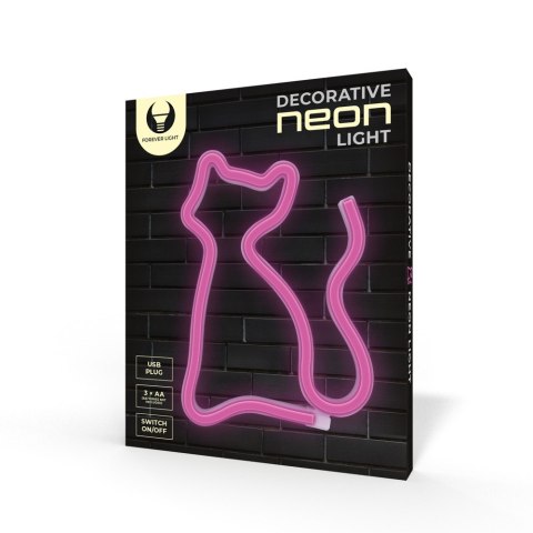 Neon LED KOT różowy Bat + USB FLNE04 Forever Light