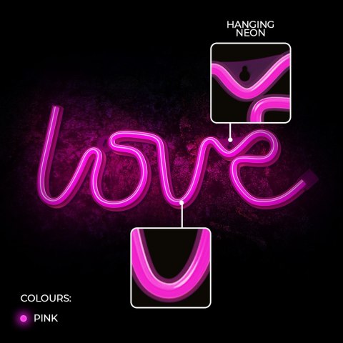 Neon LED LOVE różowy Bat + USB FLNE05 Forever Light