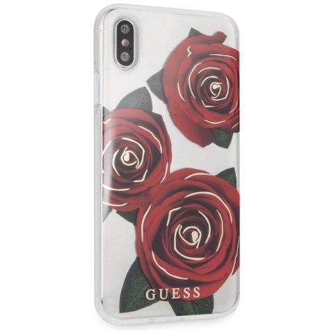 Guess GUHCI65ROSTR iPhone Xs Maxtransparent hard case Flower Desire red roses