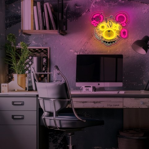 Neon ART LED PUNK MIŚ róż-żółty FLA01 Forever Light