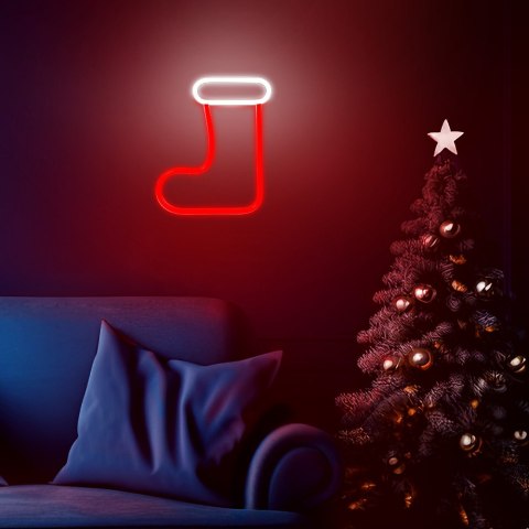 Neon LED CHRISTMAS SKARPETA biała czerwona FLNE23 Forever Light
