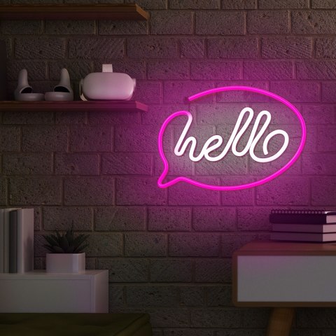 Neon LED HELLO róż biały Bat + USB FLNE15 Forever Light