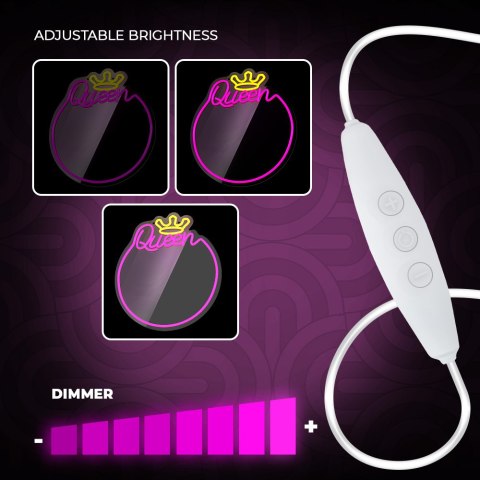 Neon MIRROR LED QUEEN ciepły biały róż FMNE04 Forever Light