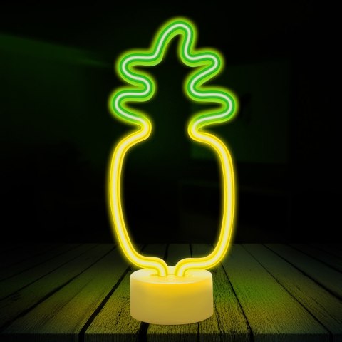 Neon na podstawce LED ANANAS pomarańczowo zielony USB-C FSC-12 Forever Light