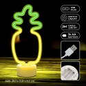 Neon na podstawce LED ANANAS pomarańczowo zielony USB-C FSC-12 Forever Light