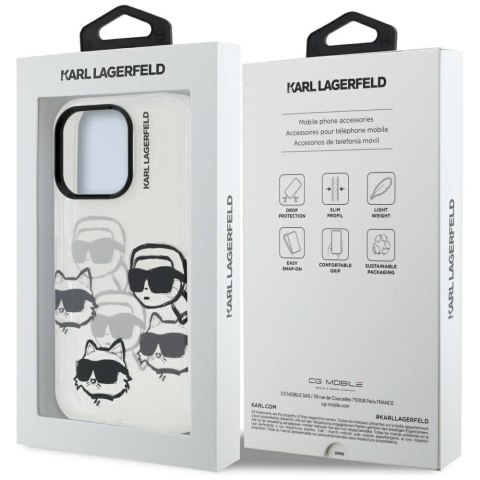 Etui Karl Lagerfeld IML Multi K&C Head Pattern do iPhone 16 Pro przezroczysty