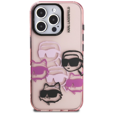 Etui Karl Lagerfeld IML Multi K&C Head Pattern do iPhone 16 Pro Max różowy