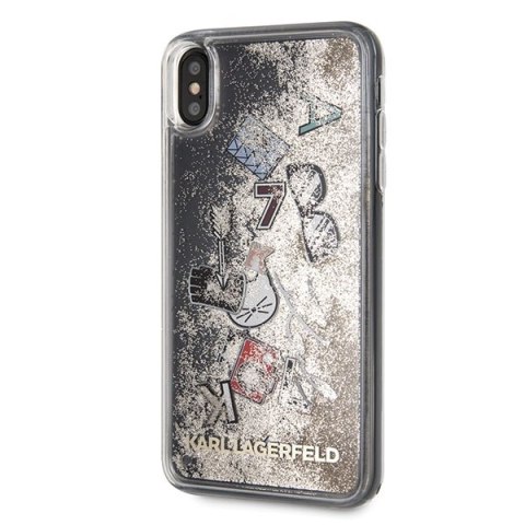 Karl Lagerfeld KLHCI65KSICGO iPhone Xs Max złoty/gold hard case Iconic Liquid Glitter