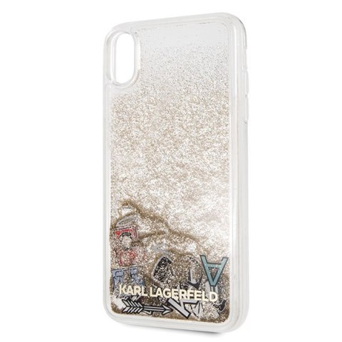 Karl Lagerfeld KLHCI65KSICGO iPhone Xs Max złoty/gold hard case Iconic Liquid Glitter