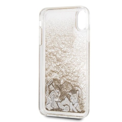 Karl Lagerfeld KLHCI65KSICGO iPhone Xs Max złoty/gold hard case Iconic Liquid Glitter