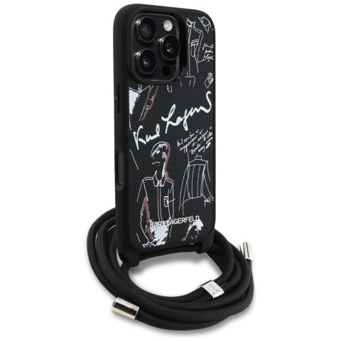 Etui Karl Lagerfeld Crossbody Grained Pattern & Logo do iPhone 16 Pro Max czarny