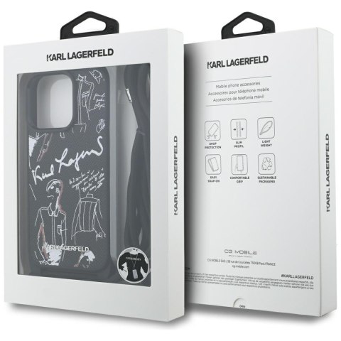 Etui Karl Lagerfeld Crossbody Grained Pattern & Logo do iPhone 16 Pro Max czarny