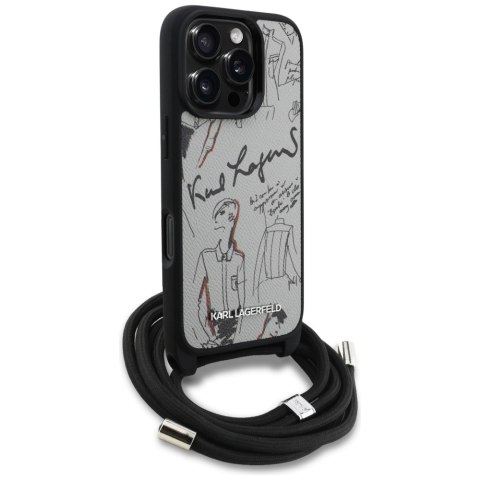 Etui Karl Lagerfeld Crossbody Grained Pattern & Logo do iPhone 16 Pro Max szary