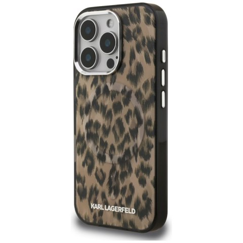 Etui Karl Lagerfeld IML Leopard Pattern MagSafe do iPhone 16 Pro Max brązowy
