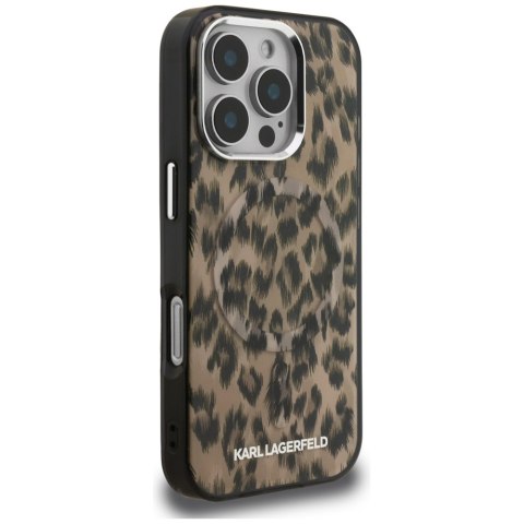 Etui Karl Lagerfeld IML Leopard Pattern MagSafe do iPhone 16 Pro Max brązowy