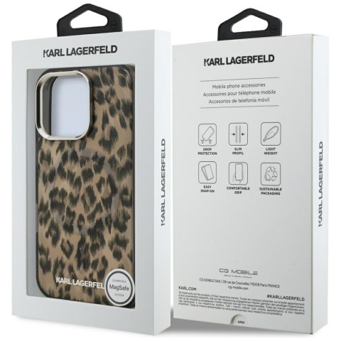 Etui Karl Lagerfeld IML Leopard Pattern MagSafe do iPhone 16 Pro Max brązowy