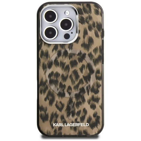 Etui Karl Lagerfeld IML Leopard Pattern MagSafe do iPhone 16 Pro brązowy