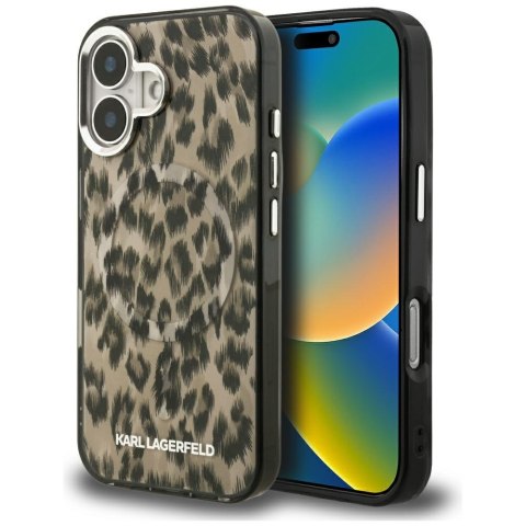 Etui Karl Lagerfeld IML Leopard Pattern MagSafe do iPhone 16 brązowy