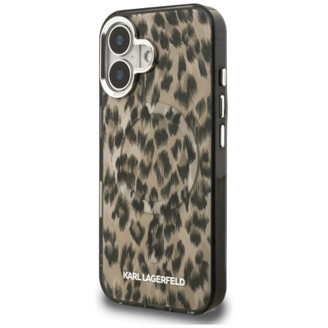 Etui Karl Lagerfeld IML Leopard Pattern MagSafe do iPhone 16 brązowy
