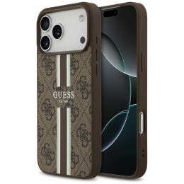 Etui Guess 4G Printed Stripes MagSafe do iPhone 17 Pro Max brązowy