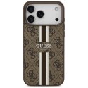Etui Guess 4G Printed Stripes MagSafe do iPhone 17 Pro Max brązowy