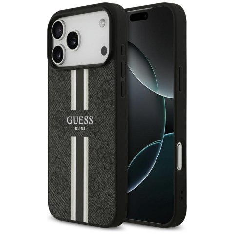 Etui Guess 4G Printed Stripes MagSafe do iPhone 17 Pro Max czarny