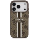 Etui Guess 4G Printed Stripes MagSafe do iPhone 17 Pro brązowy