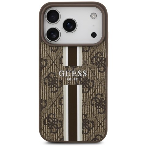 Etui Guess 4G Printed Stripes MagSafe do iPhone 17 Pro brązowy