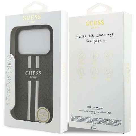 Etui Guess 4G Printed Stripes MagSafe do iPhone 17 Pro czarny