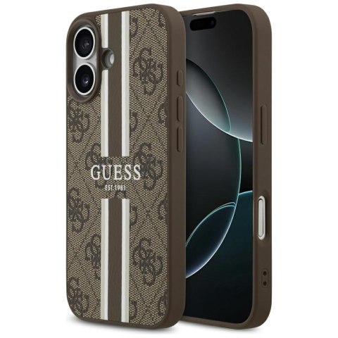 Etui Guess 4G Printed Stripes MagSafe do iPhone 17 brązowy