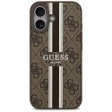 Etui Guess 4G Printed Stripes MagSafe do iPhone 17 brązowy