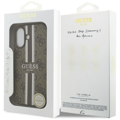 Etui Guess 4G Printed Stripes MagSafe do iPhone 17 brązowy