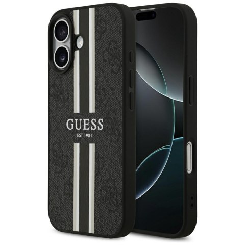 Etui Guess 4G Printed Stripes MagSafe do iPhone 17 czarny