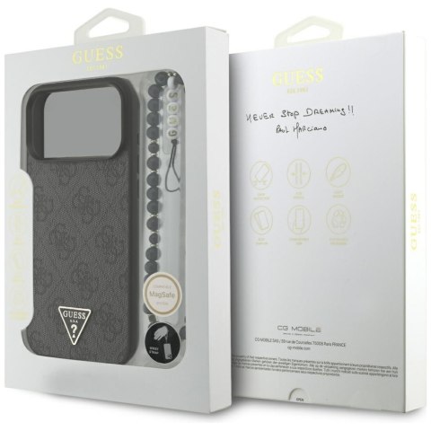Etui Guess 4G Strap Triangle Logo MagSafe do iPhone 17 Pro Max czarny