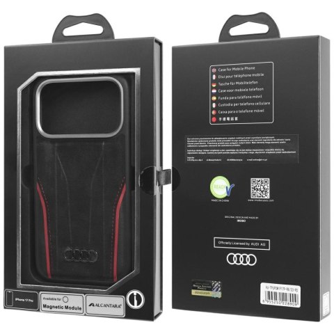 Etui Audi R8 Genuine Leather MagSafe do iPhone 17 Pro czarno-czerwony
