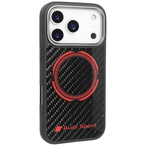 Etui Audi RSQ Carbon Fiber Sport Red Circle MagSafe do iPhone 17 Pro czarny