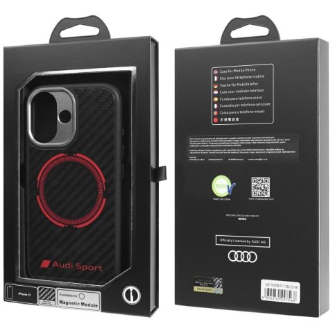 Etui Audi RSQ Carbon Fiber Sport Red Circle MagSafe do iPhone 17 czarny