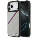 Etui BMW M Tricolor Metal Logo MagSafe do iPhone 17 Pro Max szary