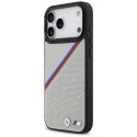 Etui BMW M Tricolor Metal Logo MagSafe do iPhone 17 Pro Max szary