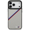 Etui BMW M Tricolor Metal Logo MagSafe do iPhone 17 Pro Max szary