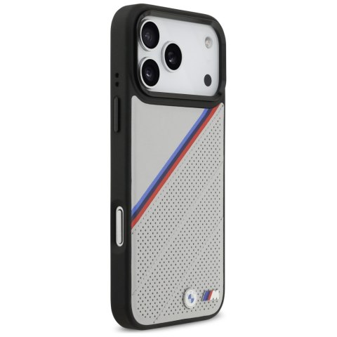 Etui BMW M Tricolor Metal Logo MagSafe do iPhone 17 Pro Max szary