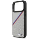 Etui BMW M Tricolor Metal Logo MagSafe do iPhone 17 Pro Max szary